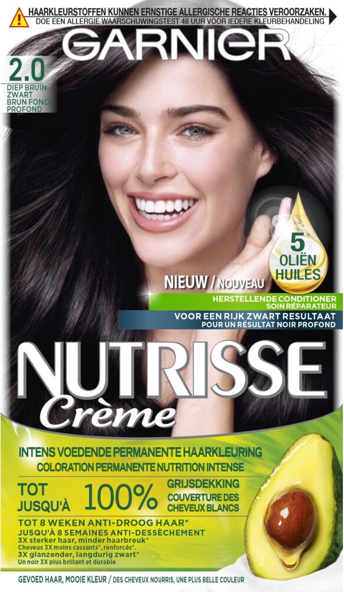 Garnier Nutrisse Crème 2.0 - Diep Bruinzwart - Permanente Haarkleuring