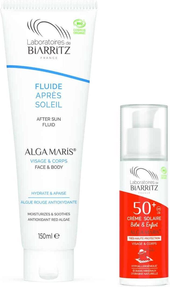 Laboratoires de Biarritz Alga Maris Biologische Zonbescherming Kinderen SPF50+ pompspray 50 ml + After Sun 150ml
