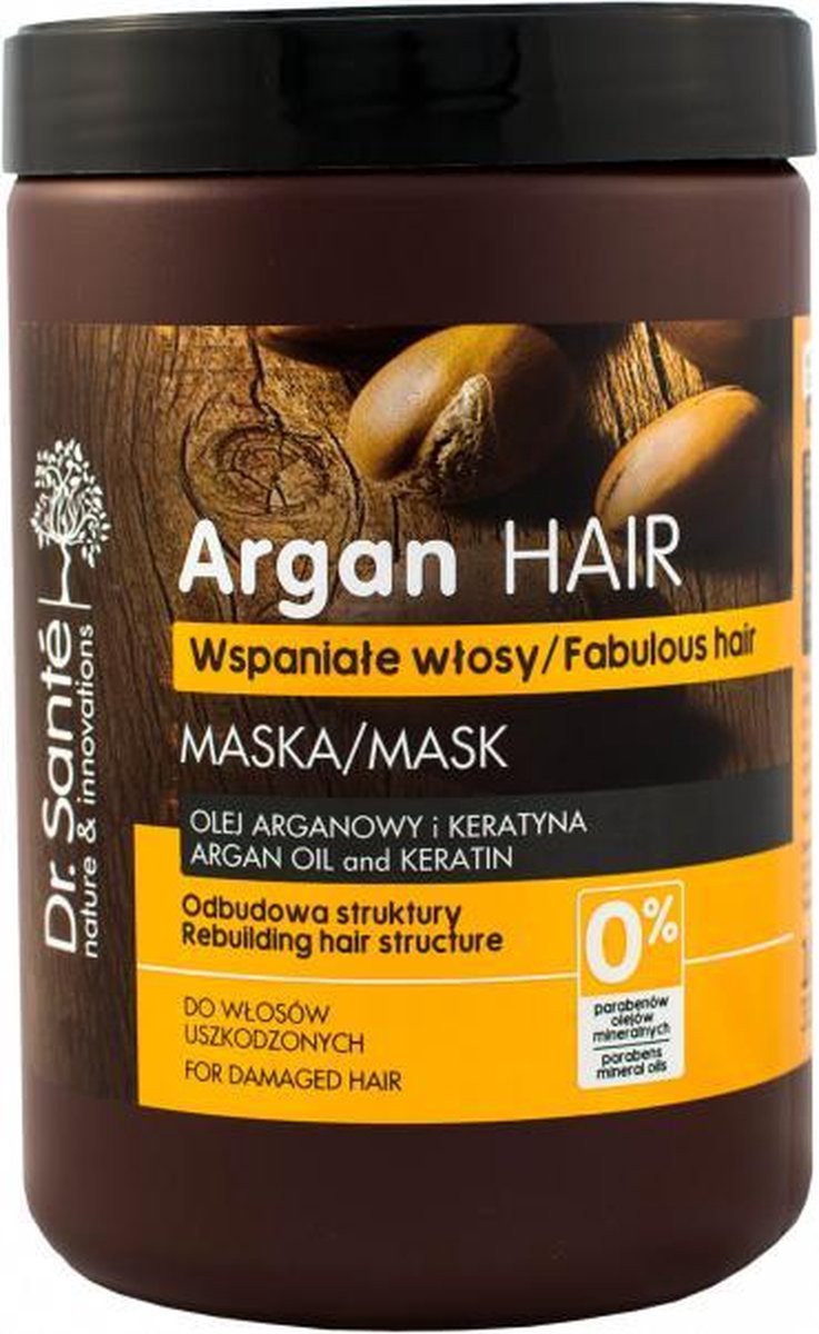 Dr. Sante Argan Hair Haarmasker, Argan olie en Keratine, voor beschadigd haar, XXL 1000ml, hair mask, Argan Oil and keratin, for demaged hair