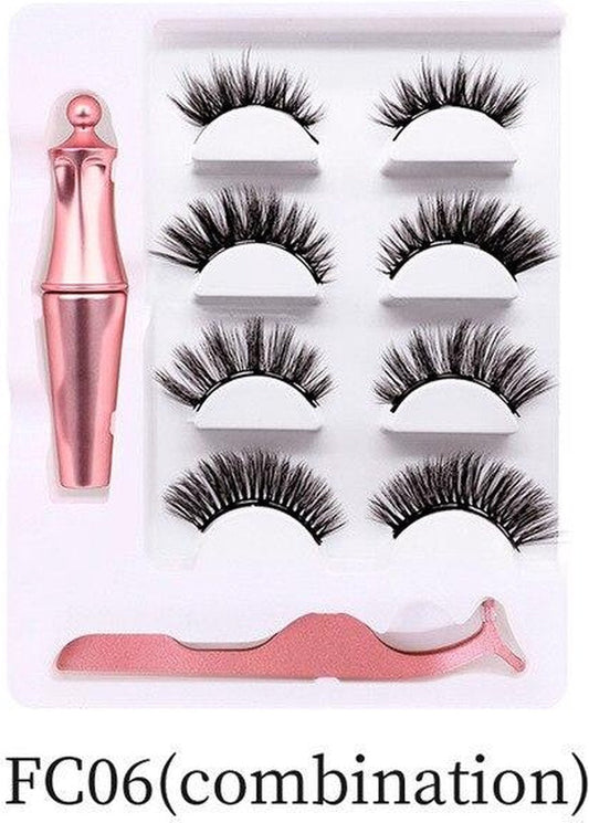 Magnetische Wimpers met Eyeliner | 4pairs/Set Of Magnetic Eyelashes 5 Magnet Waterproof Natural Liquid Eyeliner |  Magnetische Eyeliner met Wimpers | Magnetische Wimpers