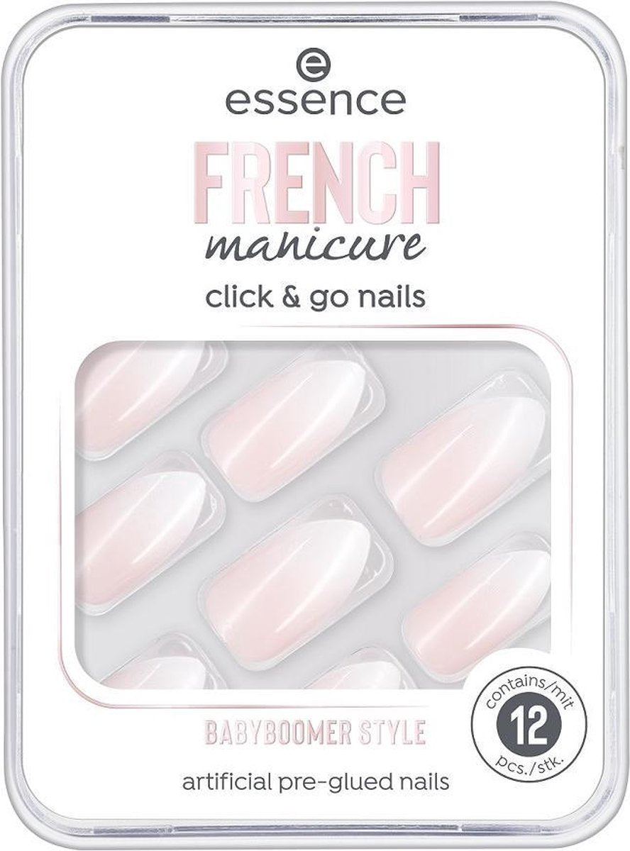 Kunstnagels Essence Click & Go Nails 02-babyboomer style French manicure 12 Stuks