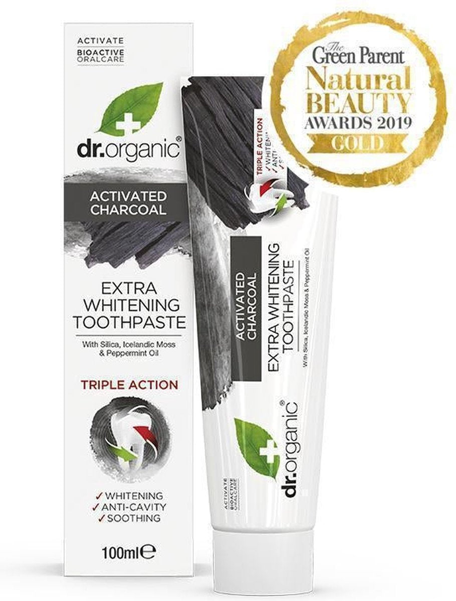 Dr Organic Charcoal Blekende tandpasta 100 ml