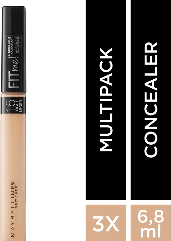 Maybelline Fit Me Concealer - 10 Light - 3 stuks Voordeelverpakking