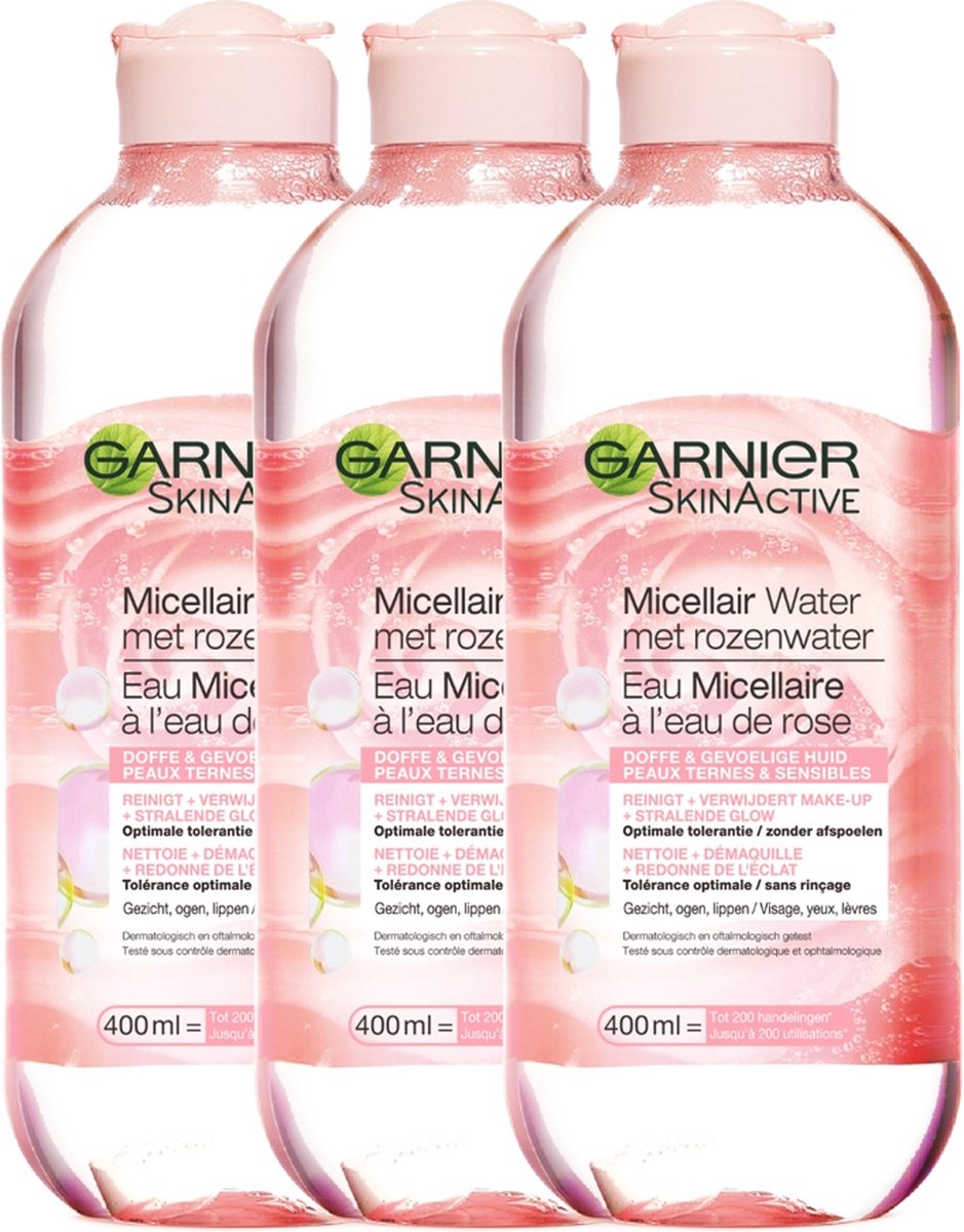 Garnier Skinactive Face Micellair Reinigingswater Met Rozenwater - 6 x 400ml - Voordeelverpakking