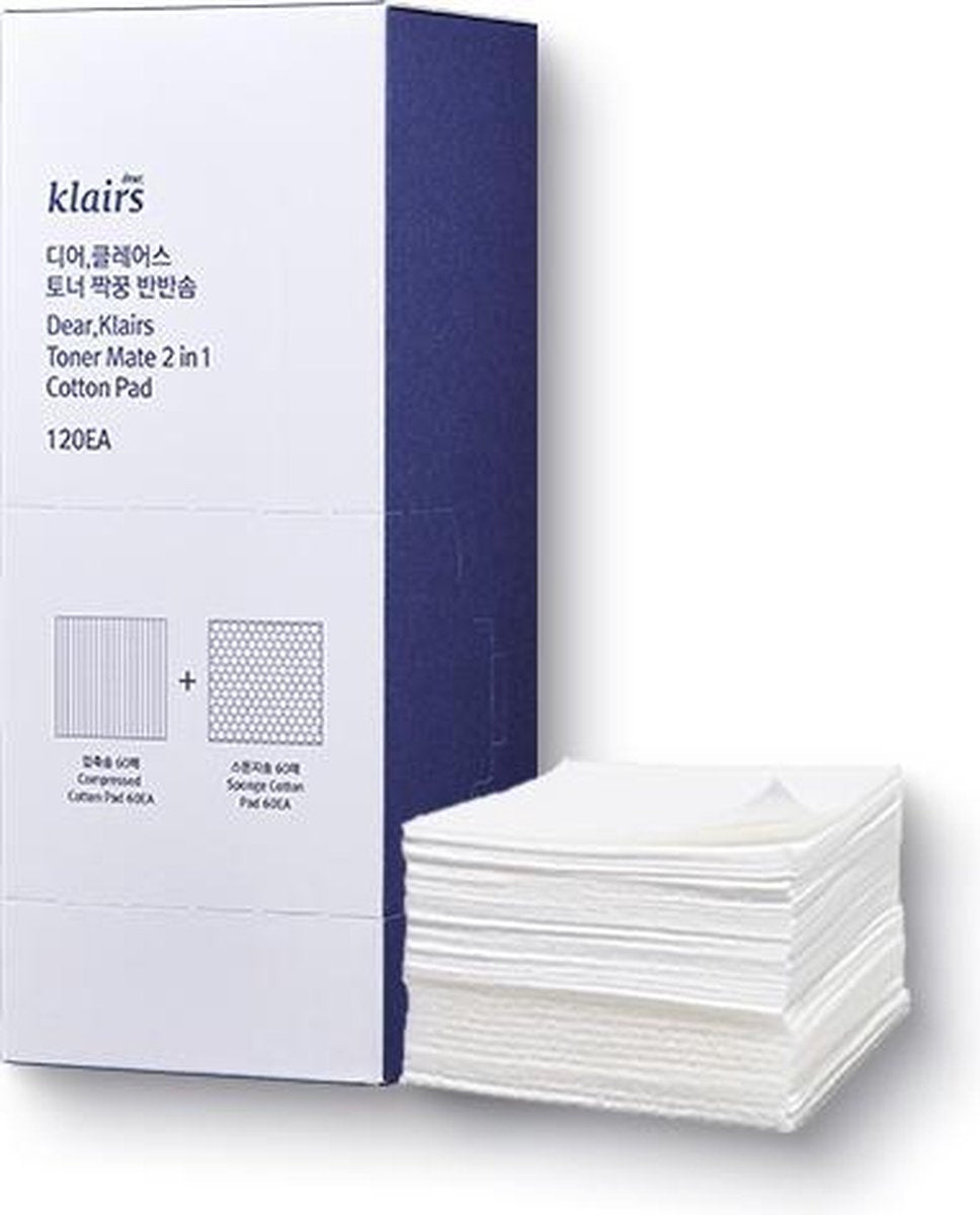 Dear, Klairs Toner Mate 2 in 1 Cotton Pad 120EA