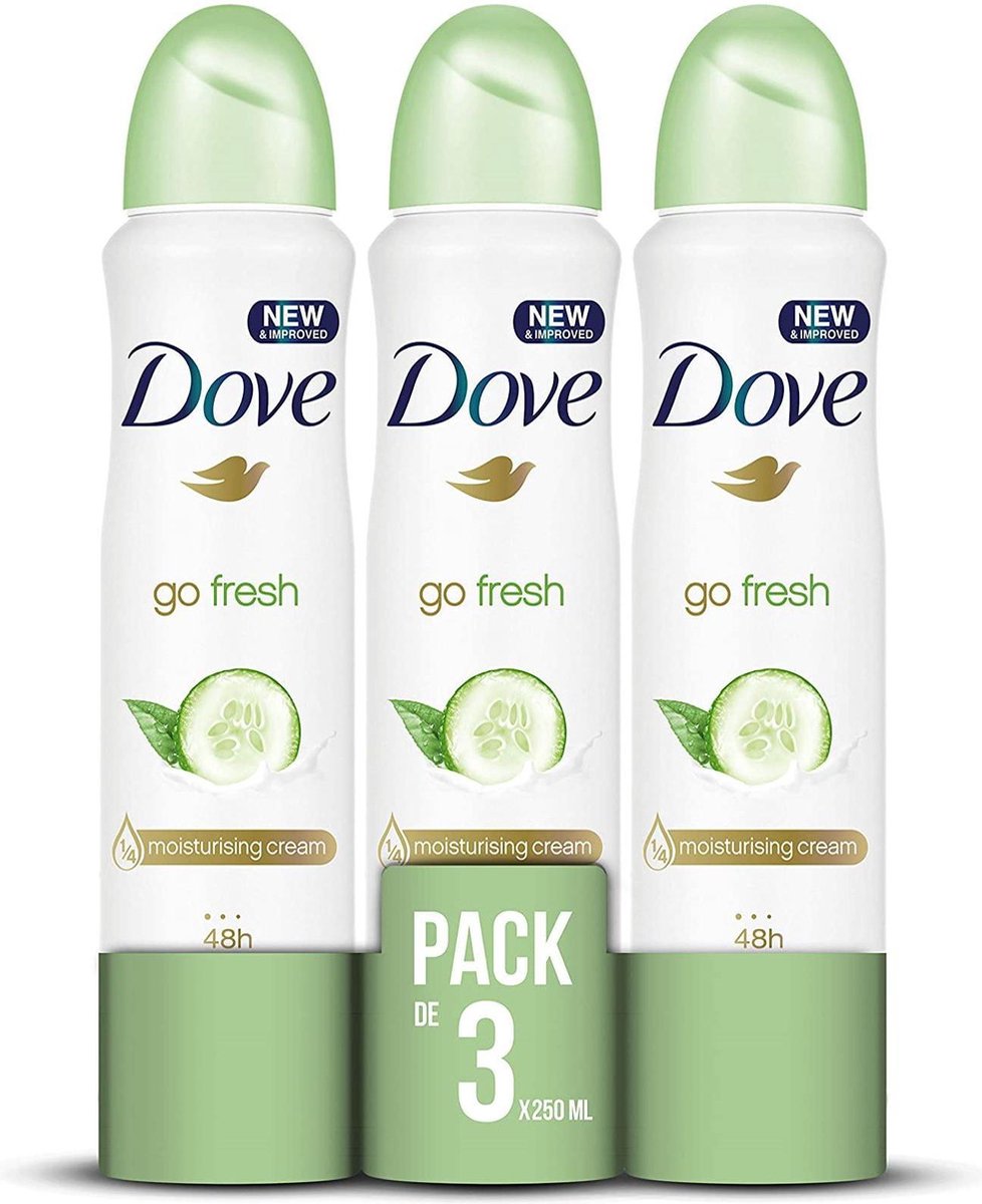 Dove XL Deo Spray - Go Fresh Cucumber - Voordeelverpakking 3 x 250 ml