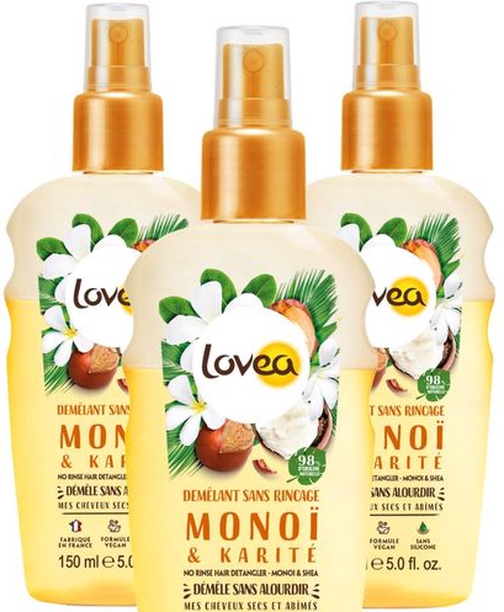 Lovea Anti-Klit Spray Leave In Monoï & Shea - 3 x 150 ml - Voordeelverpakking