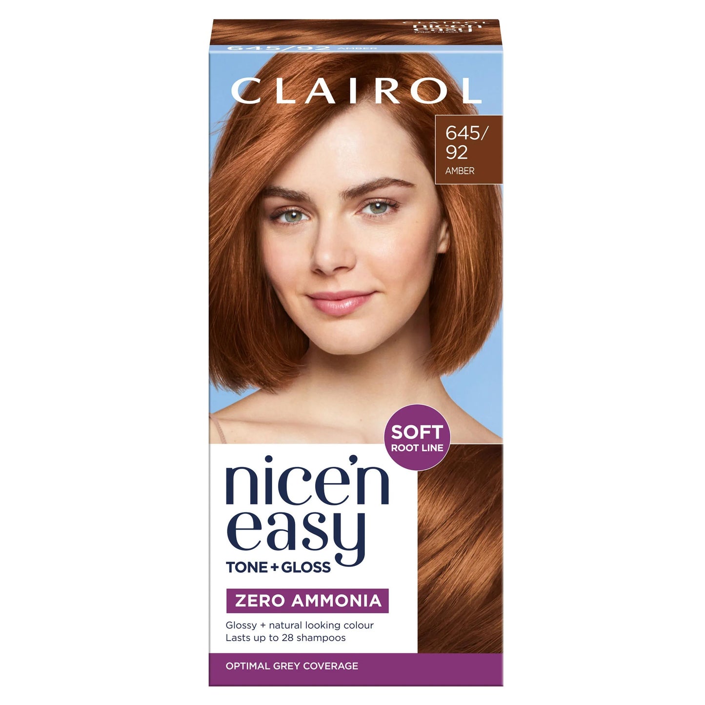 Clairol Nice'N Easy Tone + Gloss Demi-Permanent Hair Dye, 645/92 Amber 1 kit
