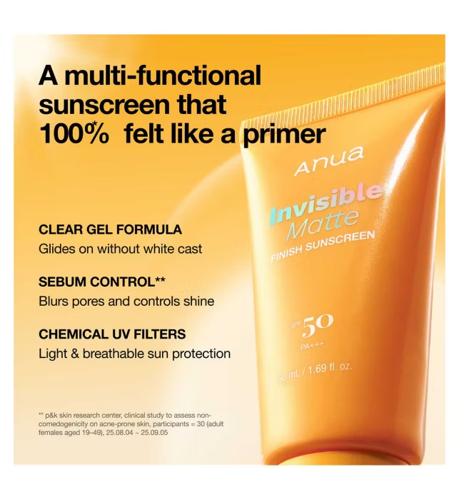 Anua Invisible Matte Finish Sunscreen 50ml