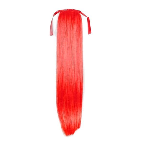 Fashiongirl Clip in paardenstaarthaarverlenging vuur rood - glad