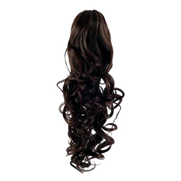 Fashiongirl Clip in paardenstaarthaarverlenging #2 donkerbruin - gelokt