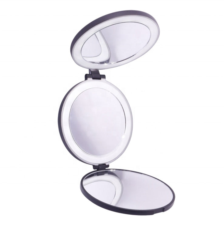 UNIQ Drie-voudige compacte reisspiegel met LED-lichten