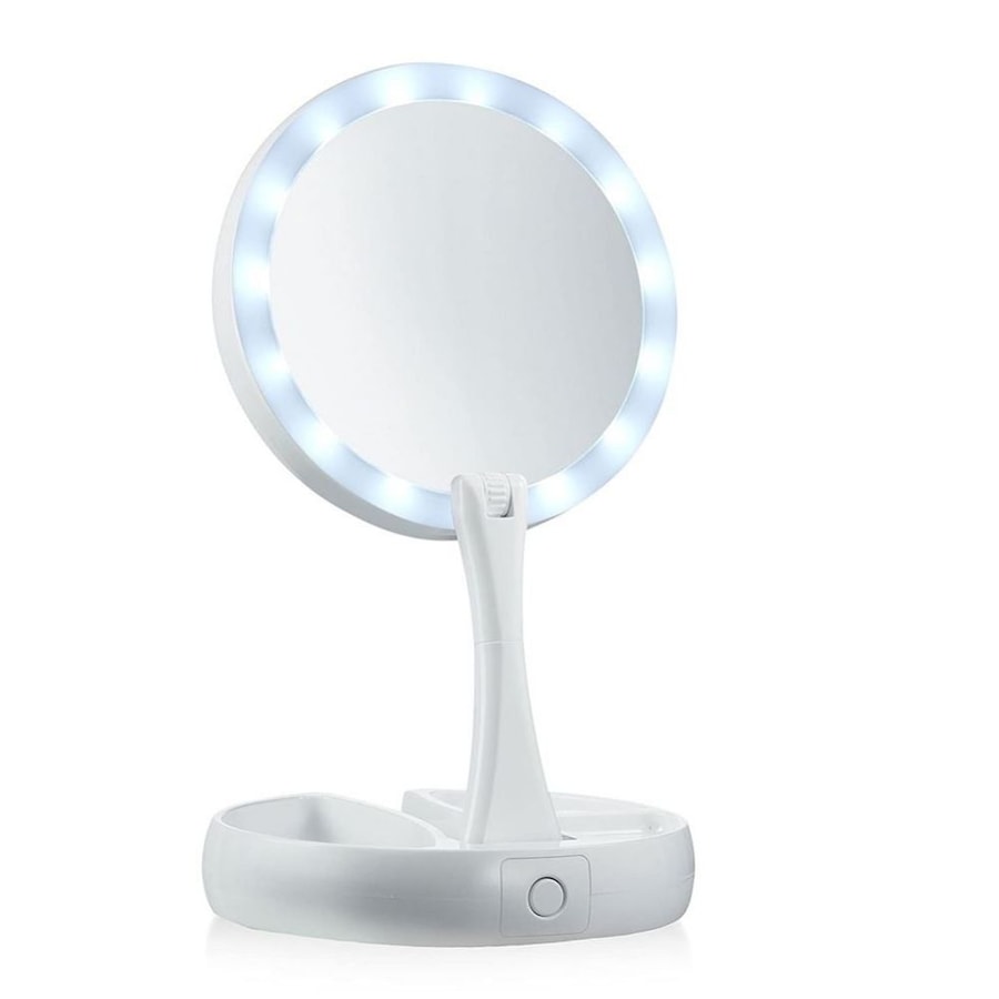 UNIQ Opvouwbare make-upspiegel met LED-licht en 10 keer vergroting