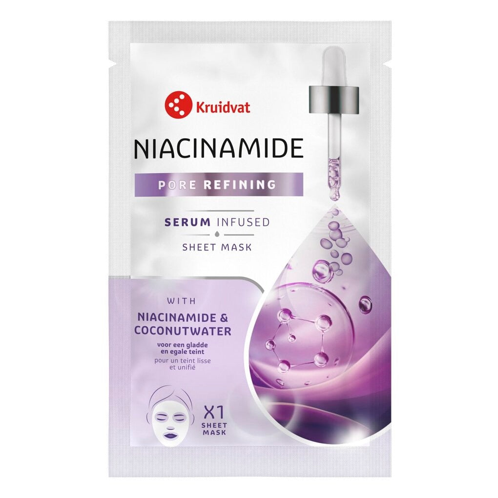 Kruidvat Pore Refining Niacinamide & Coconutwater Sheet Mask
