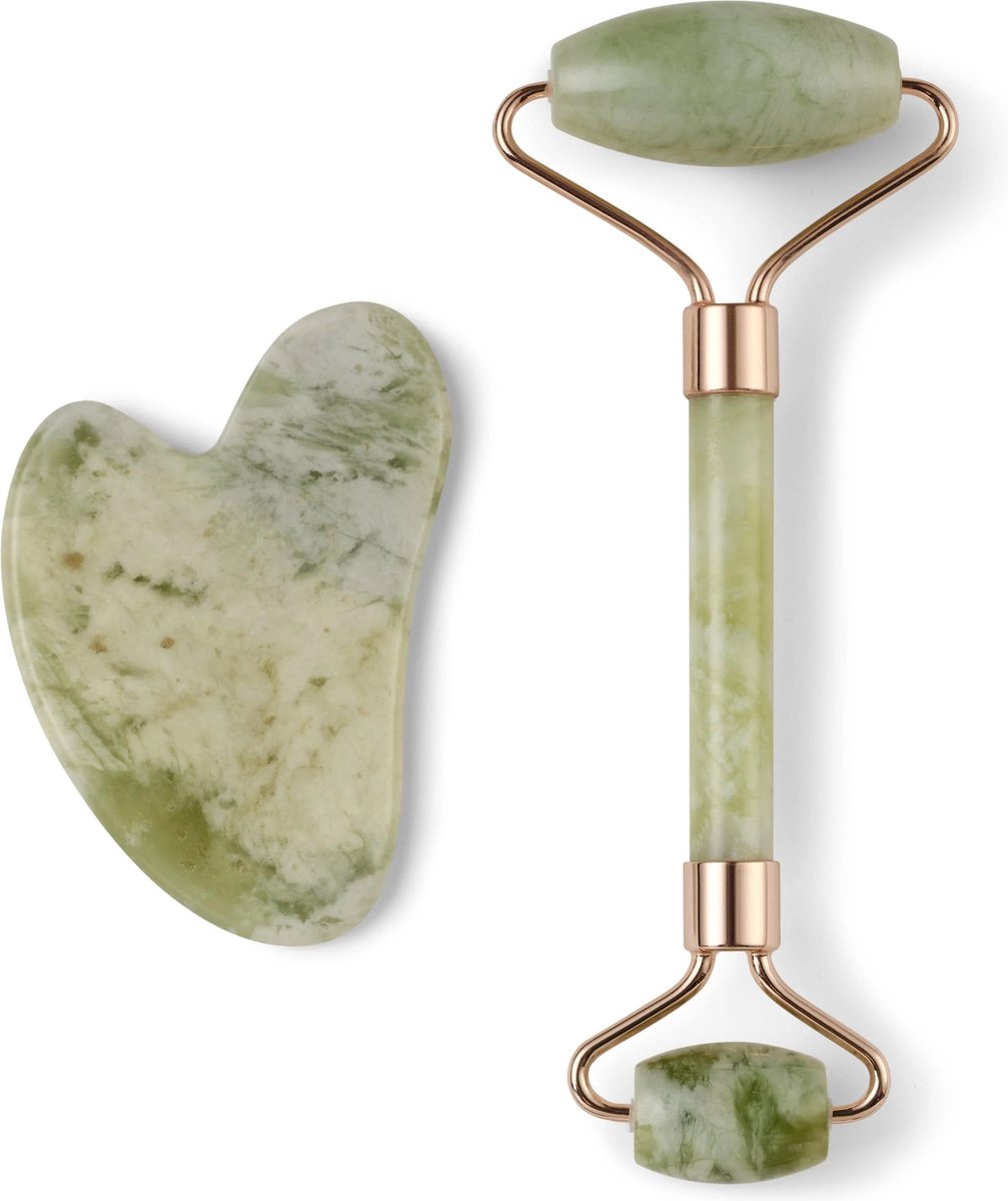 Jade roller & Gua sha set - 2 stuks - Groen
