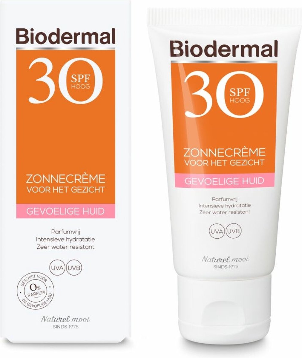 Biodermal Zonnebrand voor de Gevoelige huid - SPF 30 - 50ml - Zonnebrand voor het gezicht