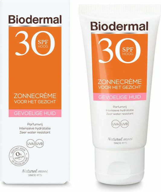 Biodermal Zonnebrand voor de Gevoelige huid - SPF 30 - 50ml - Zonnebrand voor het gezicht