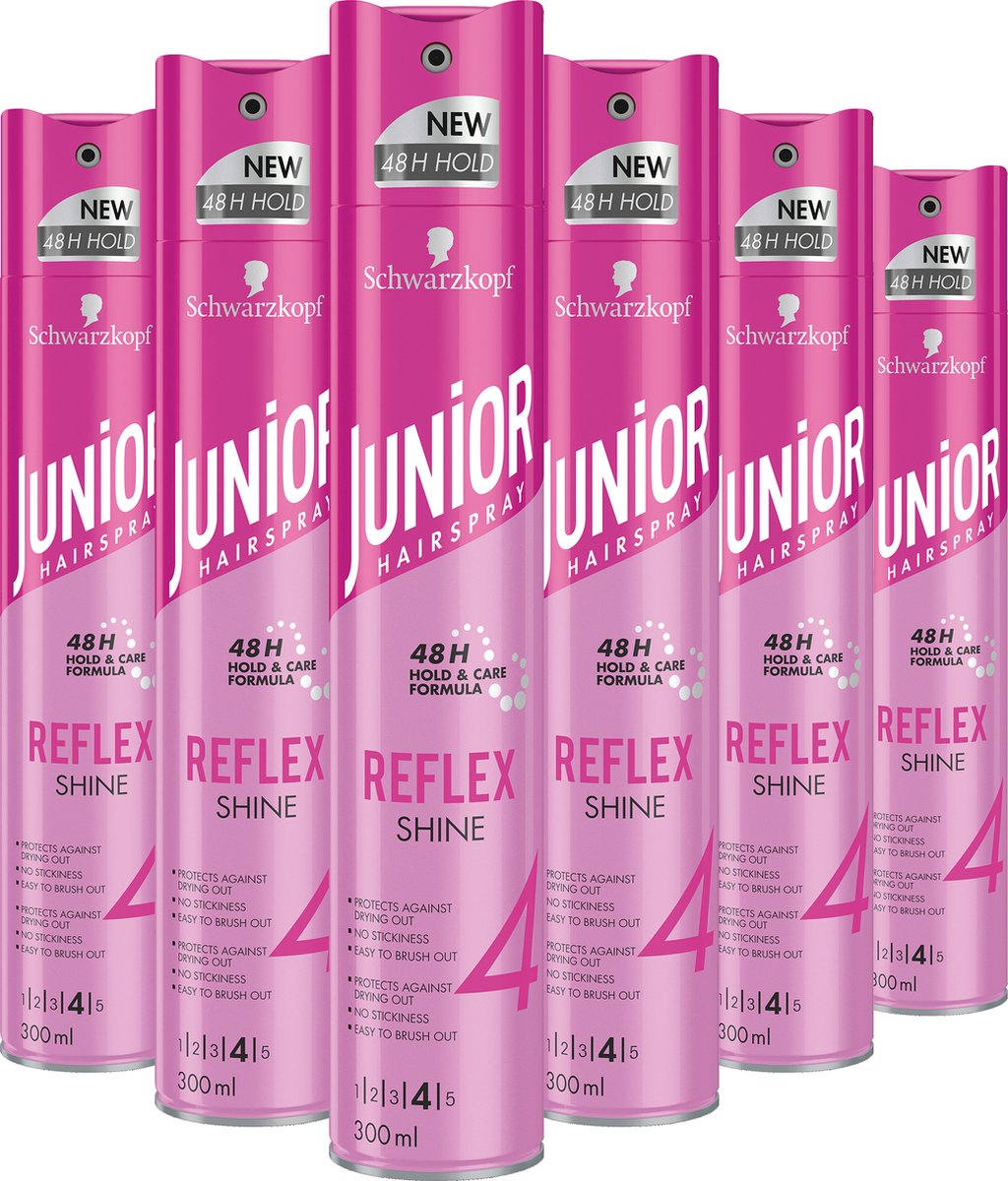 Junior Hairspray - Ultra Reflex Shine - Haarlak - Haarstyling - Voordeelverpakking - 6 x 300 ml