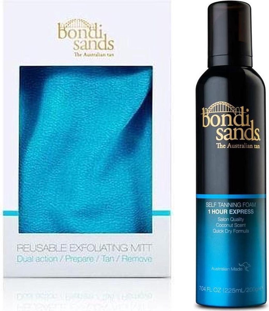 Bondi Sands - Express Self Tanning Foam en Reusable Exfoliating Mitt - Blauw
