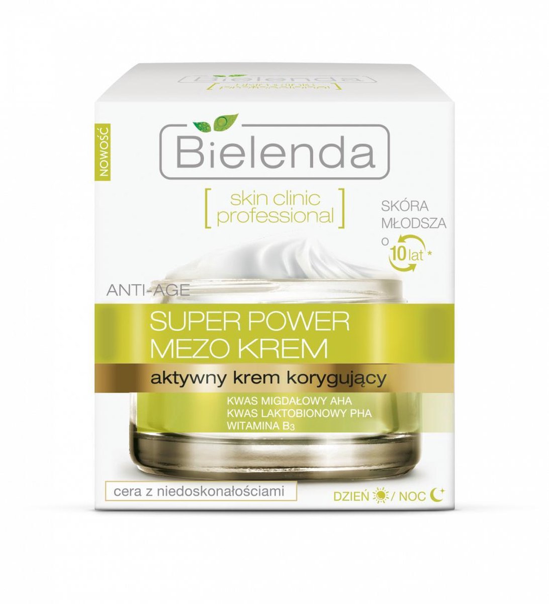 BIELENDA Skin Clinic Prof. Super Power MeSo  Actief Corrigerende Anti Age Gezichtscreme  verrijkt met AHA, PHA, Vitamin B³ - Anti Age Dag en Nacht Creme - 50 ml