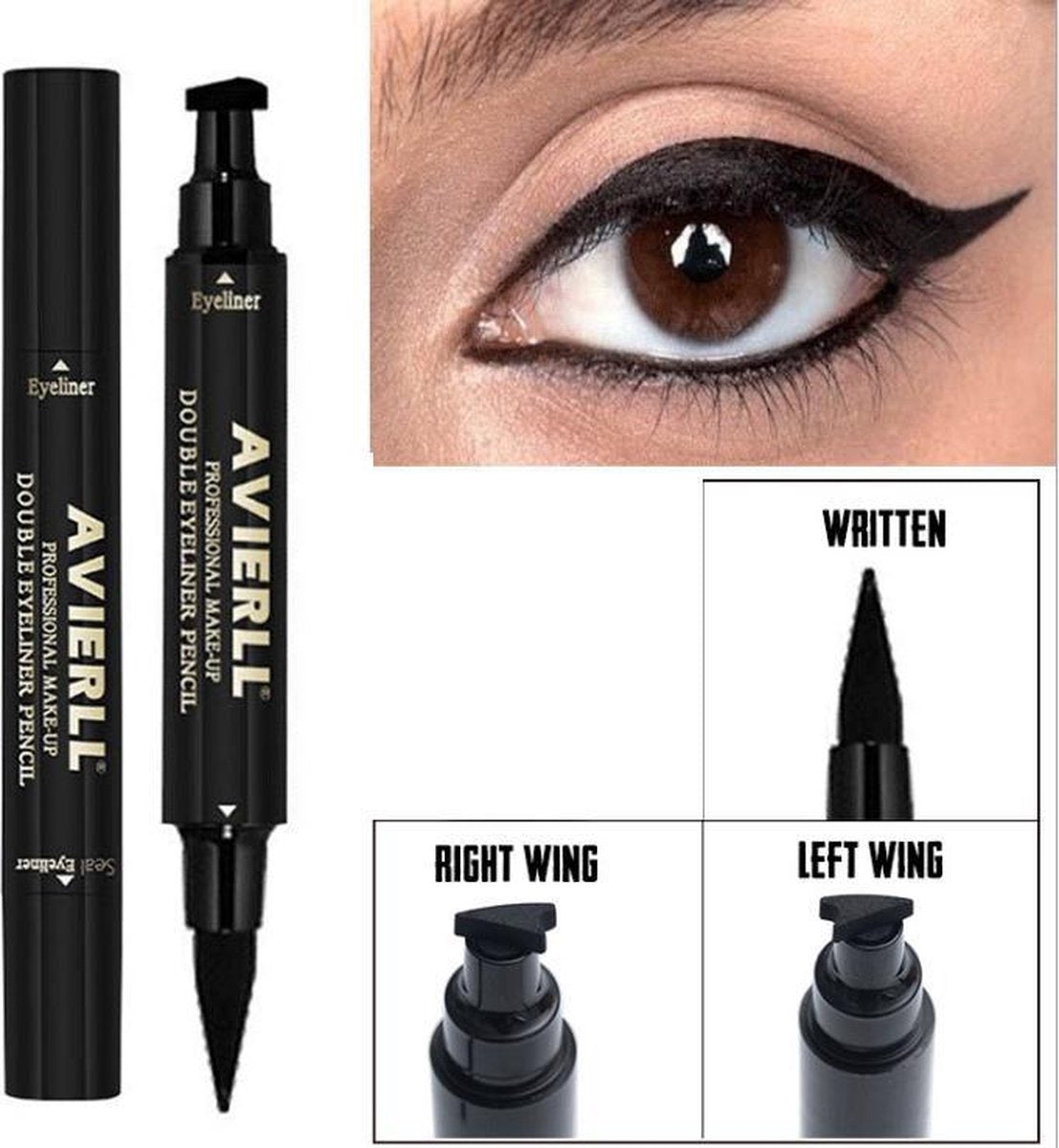 DOUBLE Eyeliner met wing stempel - 2 STUKS - 2 in 1 eyeliner - Eyeliner Tool - Wing Eyeliner - Wing Stamp