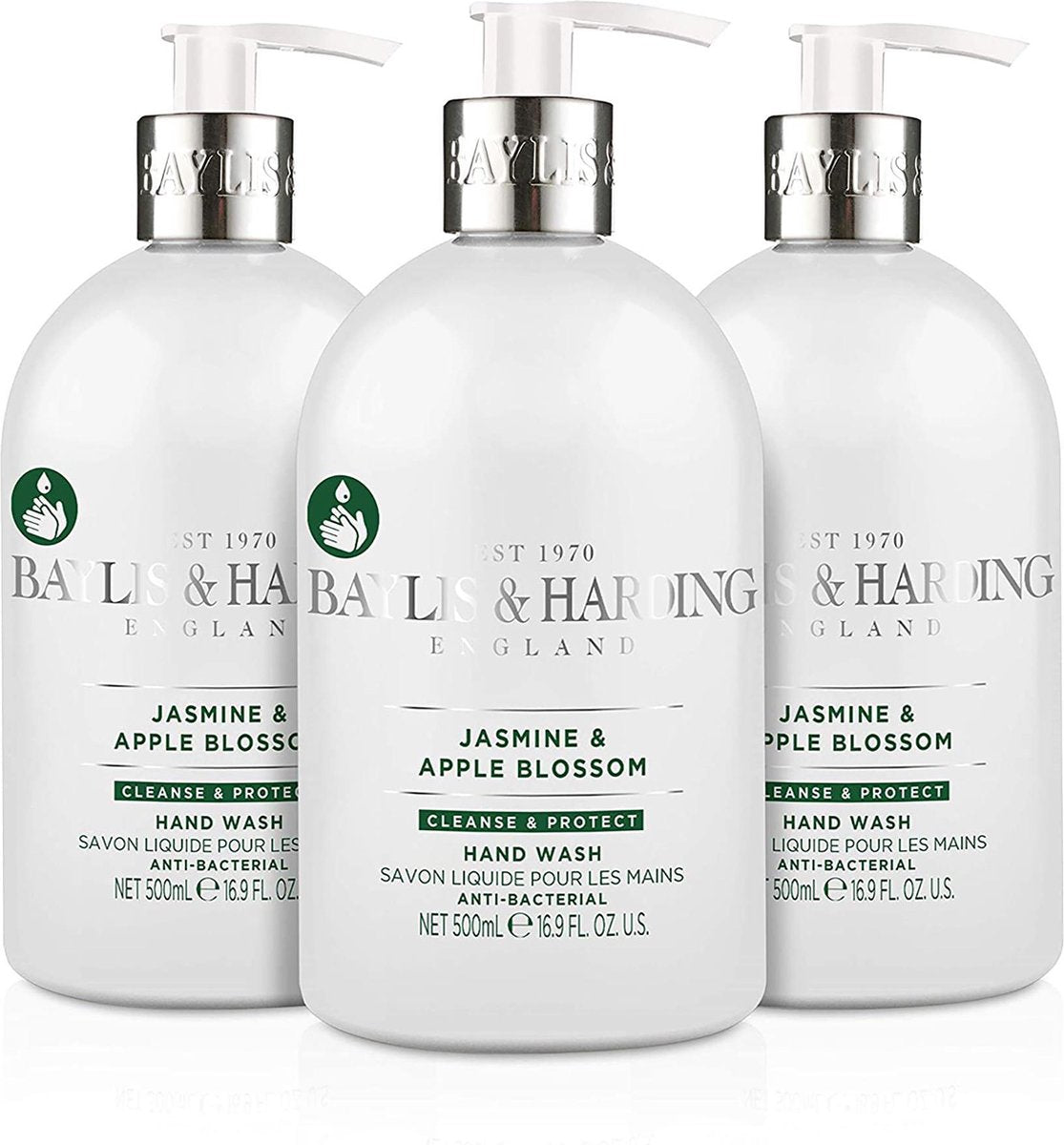 Baylis & Harding handzeep Jasmine en Apple Blossom Anti-Bacterial 3x500 ml