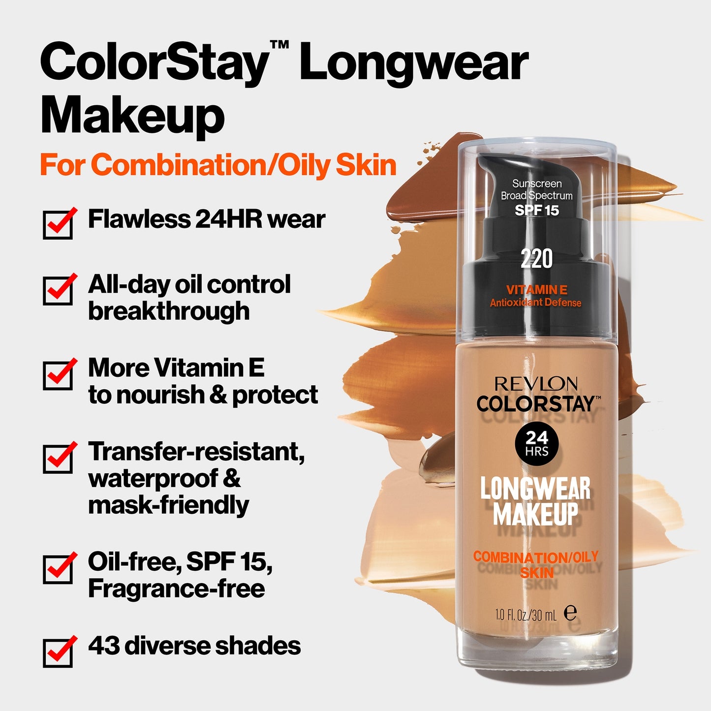 Revlon ColorStay Make-Up Foundation for Combination/Oily Skin (Various Shades) - Cappuccino
