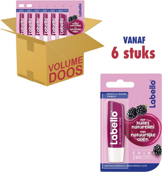 Labello Lippenbalsem Blister Blackberry Shine - 6 x 4.8 gr - Voordeelverpakking