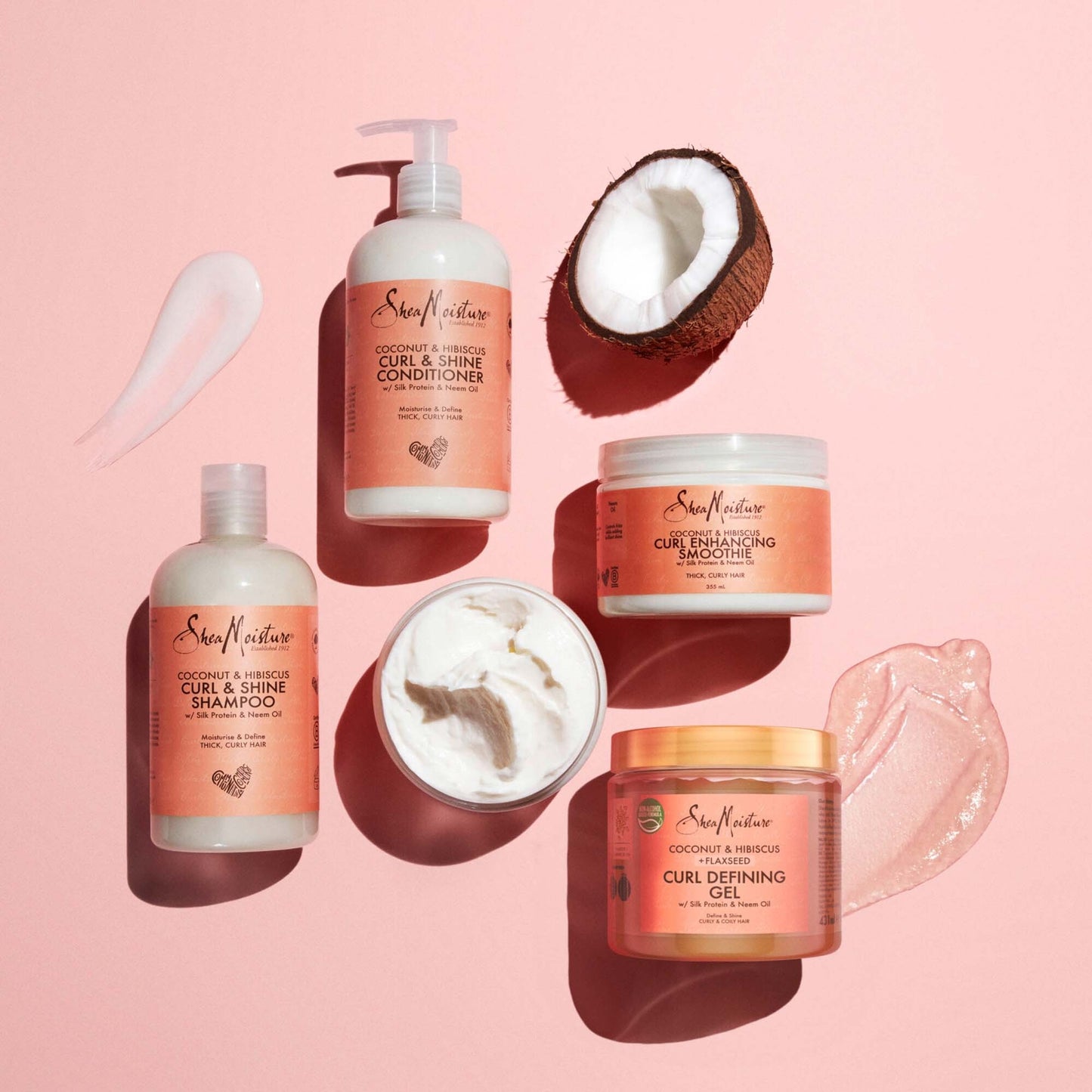 Shea Moisture Coconut & Hibiscus - Shampoo & Conditioner Curl & Shine - 2 x 384 ml