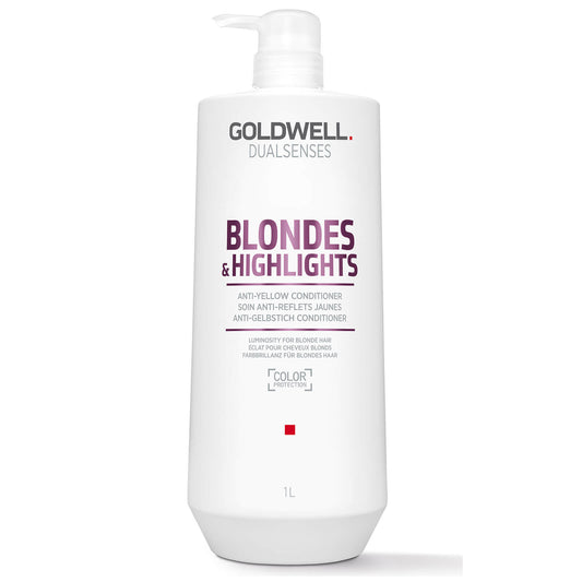 Goldwell Dualsenses Blonde And Highlights Anti-Yellow Conditioner, For Neutralising Unwanted Yellow Tones 1000ml (Worth £83.25)