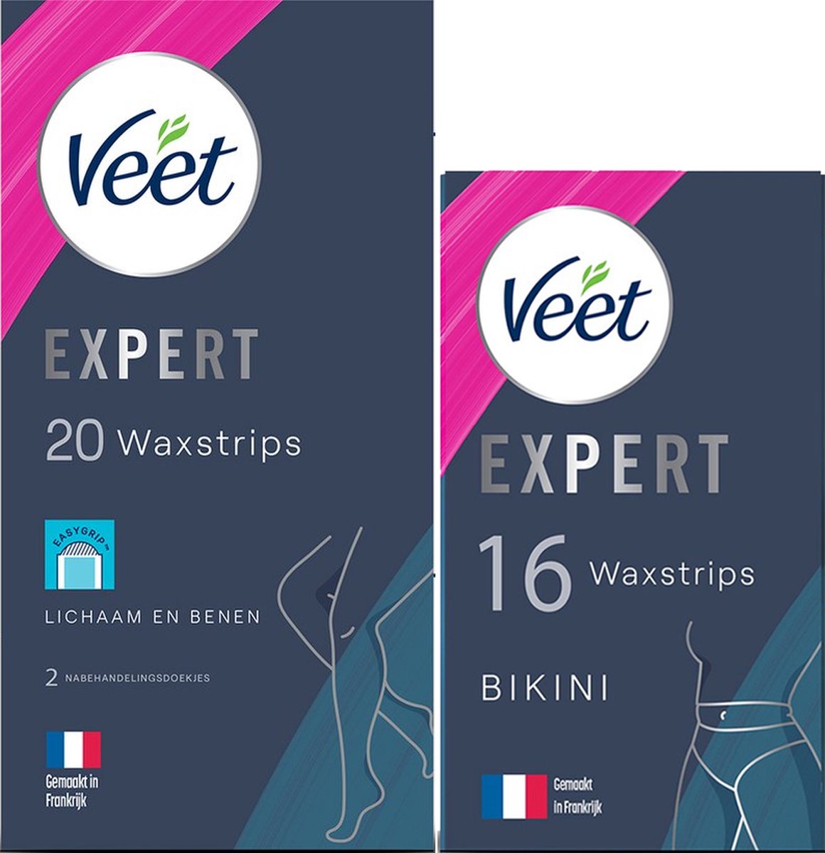 Veet - Expert - Gevoelige huid - Ontharingsstrips Bikini 16st - Ontharingsstrips Benen (Sensitive) 20st