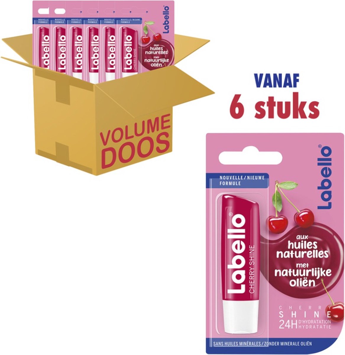 Labello Lippenbalsem Cherry Shine - 6 stuks