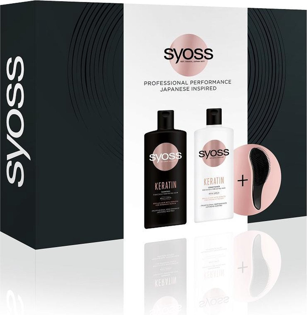 Keratine set shampoo voor zwak en breekbaar haar 440ml + conditioner voor zwak en breekbaar haar 440ml + compacte haarborstel