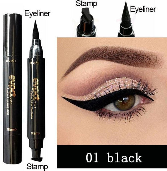 Matte Waterproof Eyeliner-2 IN 1-Eyeliner Potlood Cosmetische-Waterdicht Sneldrogende-Make-Up Cosmetische Eyliner -Evpct