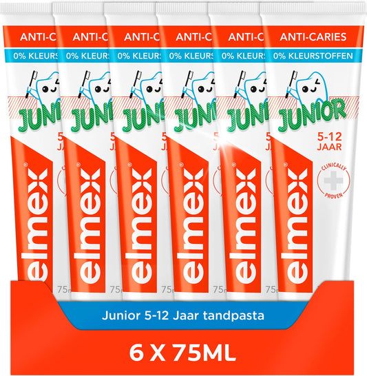 Elmex Junior 5-12 jaar Kindertandpasta 6 x 75ml - Voordeelverpakking