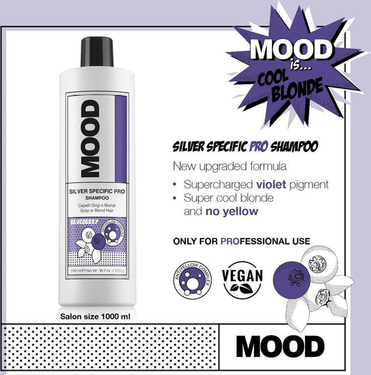 MOOD silver PRO shampoo 1000 ml  - MOOD no yellow shampoo 1000 - MOOD zilvershampoo - purple shampoo