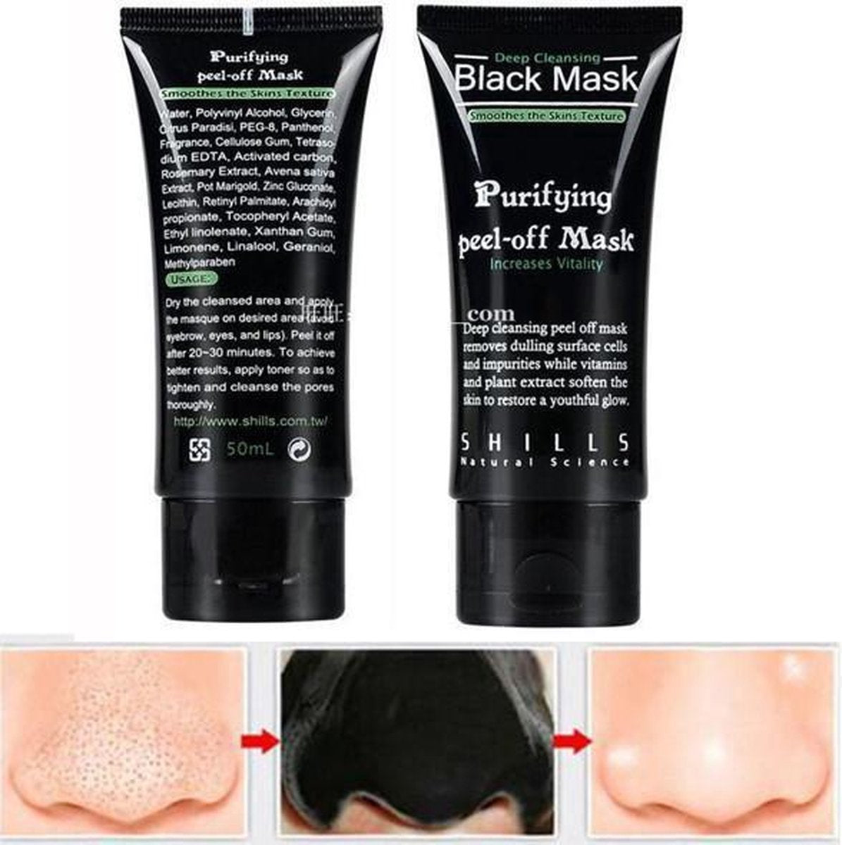 Black Head Peel Off Mask Tube | Mee Eters & Acne verwijderen |  Shills Natuurlijke Producten |  2 x 50 ml