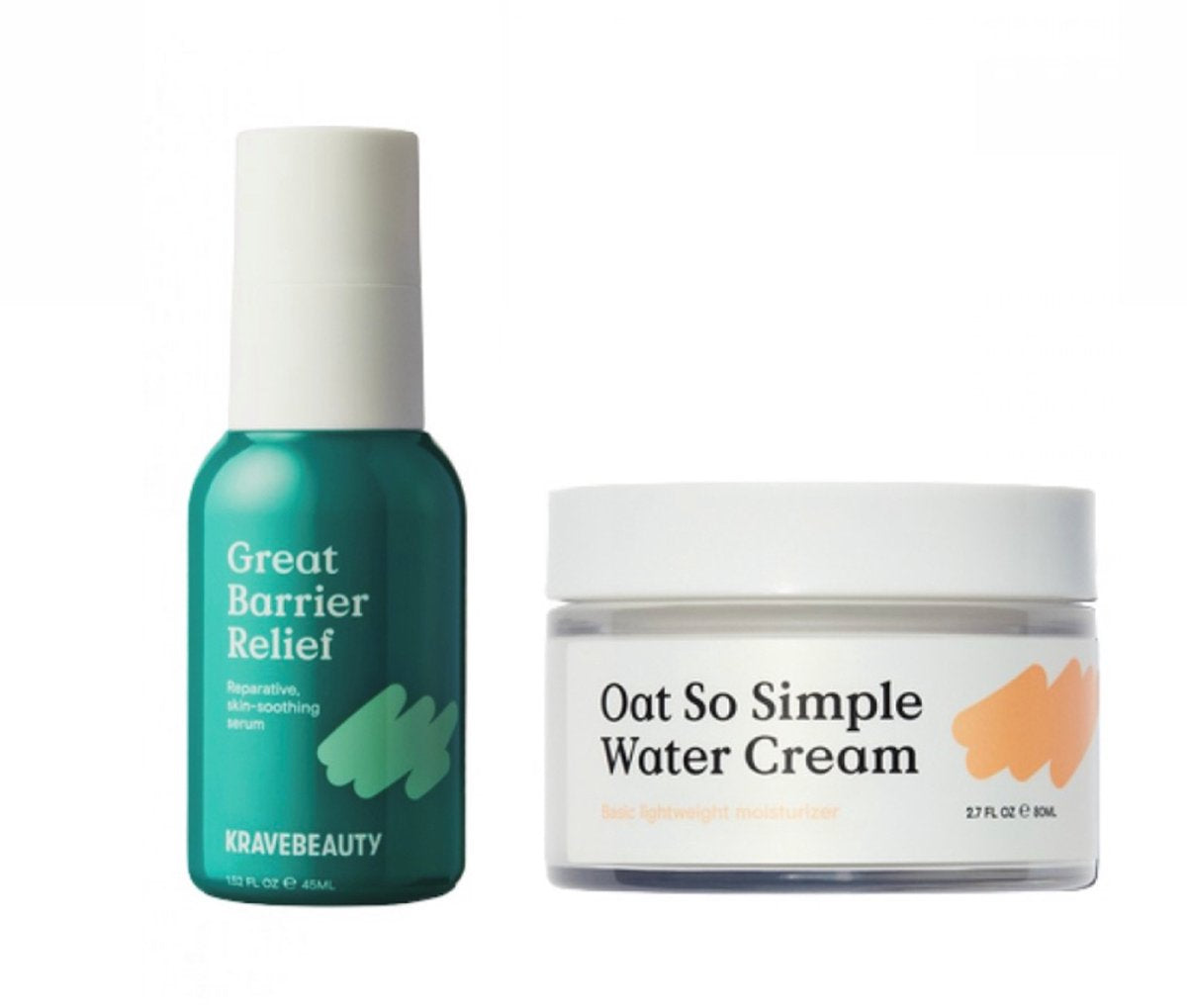 Krave Beauty Great Barrier Relief Reparative, Skin-soothing Serum 45ml + Krave Beauty Oat So simple Water Cream 80ml SET
