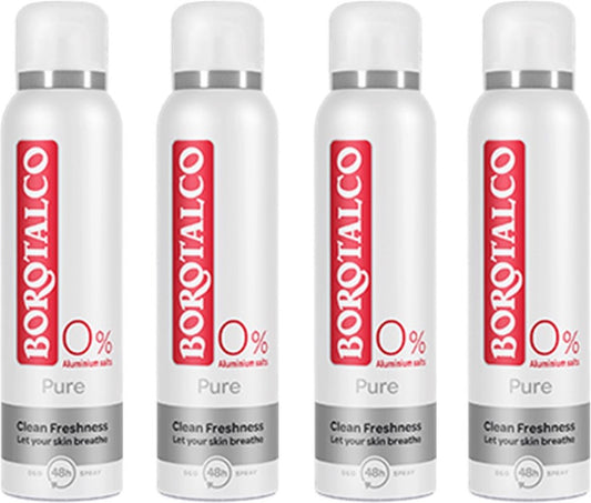 Borotalco Deodorant Spray Pure 0% - Voordeelverpakking 4 Stuks