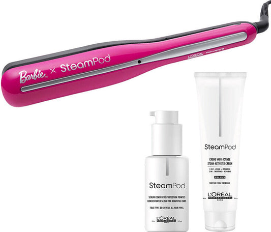 L'Oréal Steampod 3.0 Limited Edition Barbie + Smoothing Cream - dik haar + Protecting Concentrate