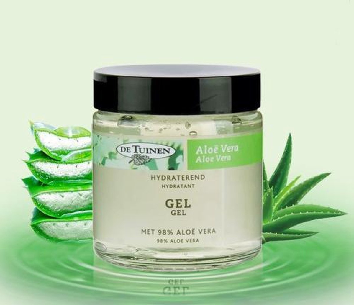 De Tuinen Aloe Vera Gel 98% 120ml - After sun gel - Vegan - Verzachtend en verkoelend - hydraterend - na een zonnebad of de sauna - ondersteunt het herstellend vermogen van de huid -