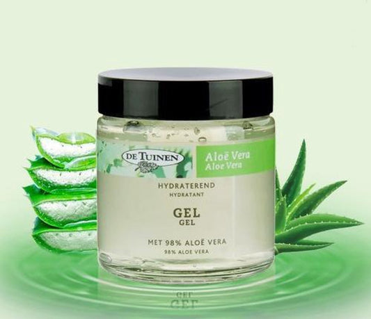De Tuinen Aloe Vera Gel 98% 120ml - After sun gel - Vegan - Verzachtend en verkoelend - hydraterend - na een zonnebad of de sauna - ondersteunt het herstellend vermogen van de huid -