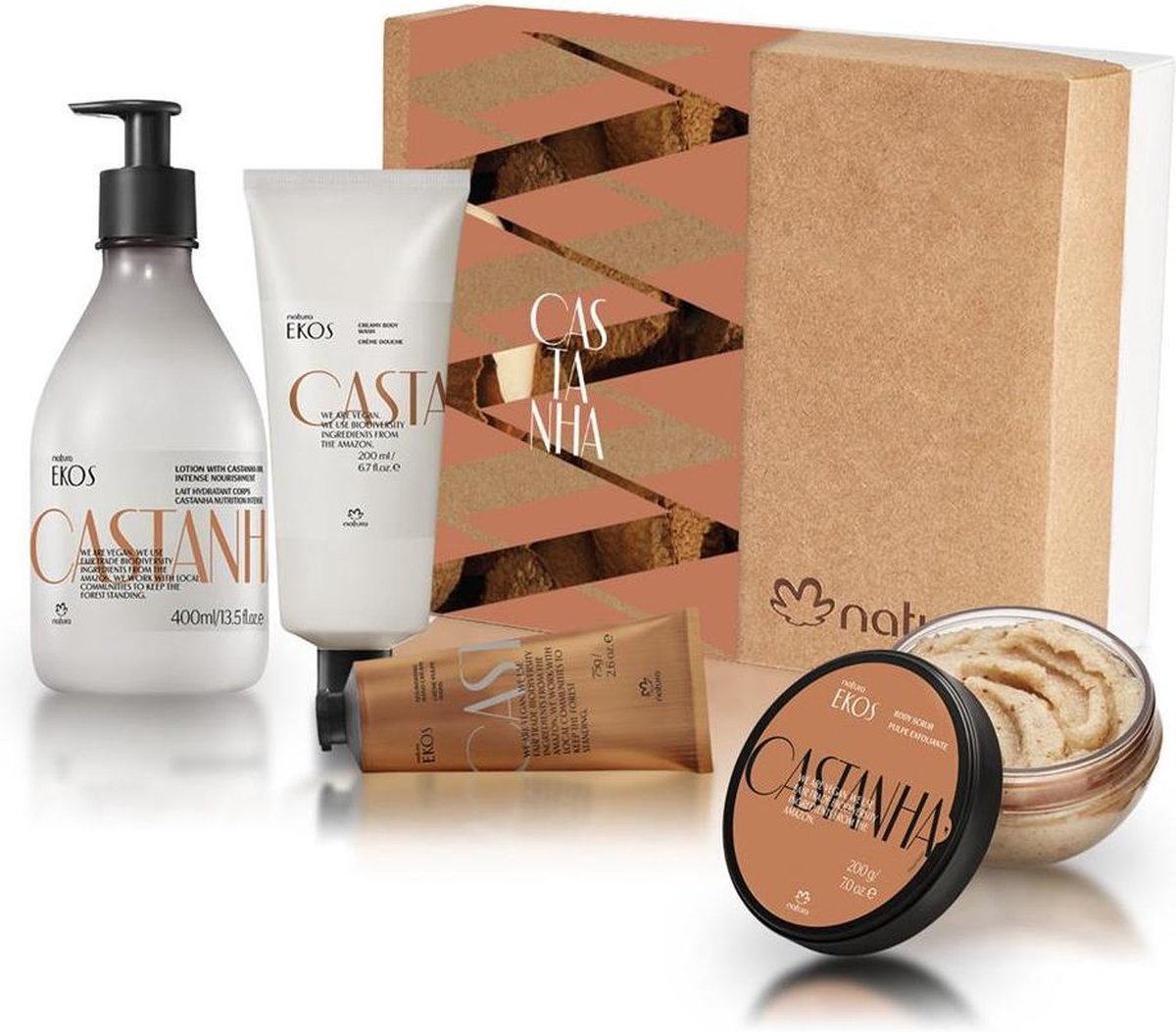 Castanha cadeaubox, bevat 4 diephydraterende verzorgingsproducten