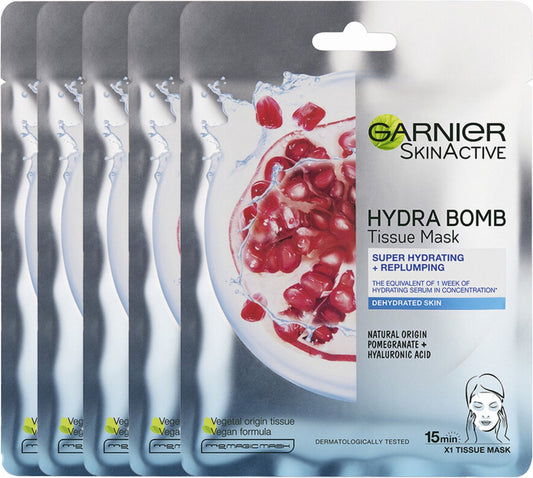 Garnier Tissue Masker SkinActive Hydra Bomb Pomegranate Party Pack - 5 stuks