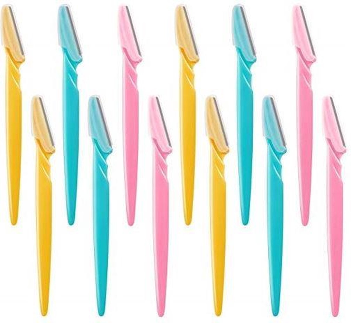 Tinkeke Premium Wenkbrauwen Scheermesjes - Haar mesje - Set - 12  Stuks -14.5x3.8cm -Wenkbrauw Trimmer - Elektrische Scheerapparaat - Pijnloos gezichtshaar verwijderen - Haar epilator - Wit od Roze®