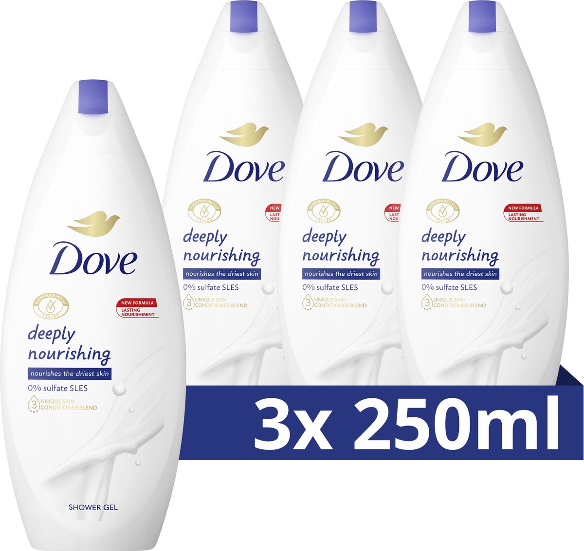 Dove Deeply Nourishing Douchegel - 6 x 250 ml - Voordeelverpakking