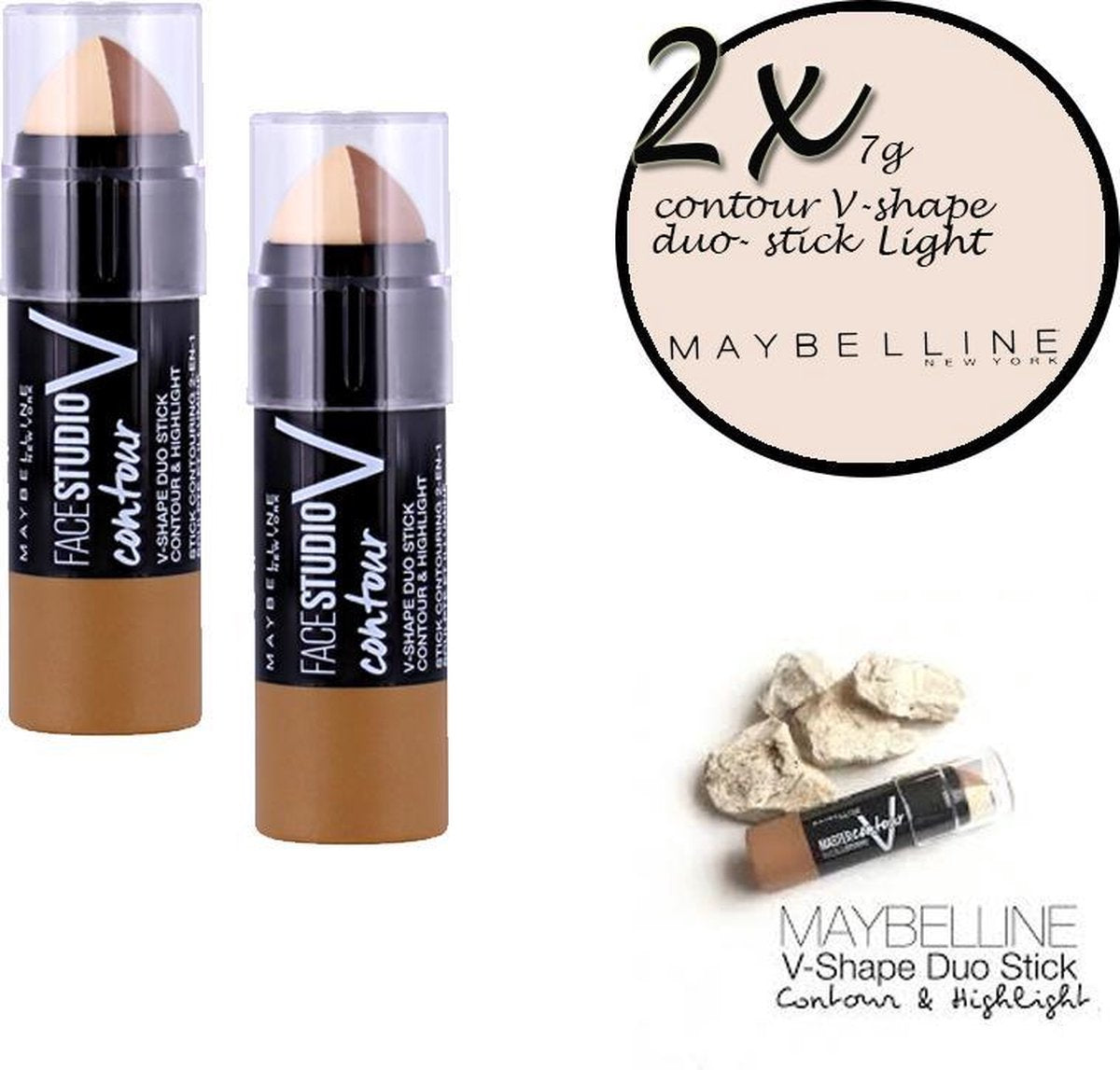 Maybelline Master Contour V-Shape Duo Stick - Light - Contouring- Per twee stuks!