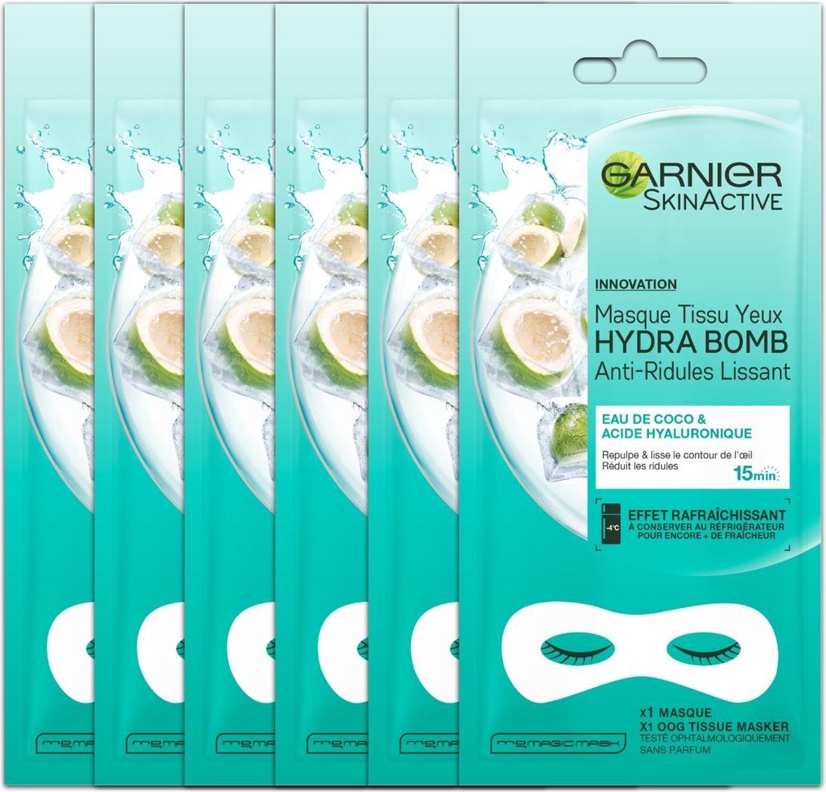 Garnier Skinactive Face Sheet Oogmasker - Kokosnoot en Hyaluronzuur - 1 Stuk