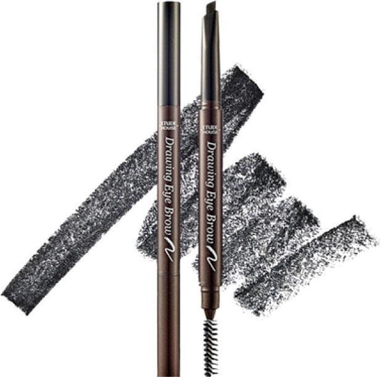 Etude House Drawing Eye Brow #6 Black - Brow Pencil K Beauty - NEW Popular 2022 - Wenkbrauwpotlood Donker Haar - Natuurlijke Wenkbrauwen - Defined Brows
