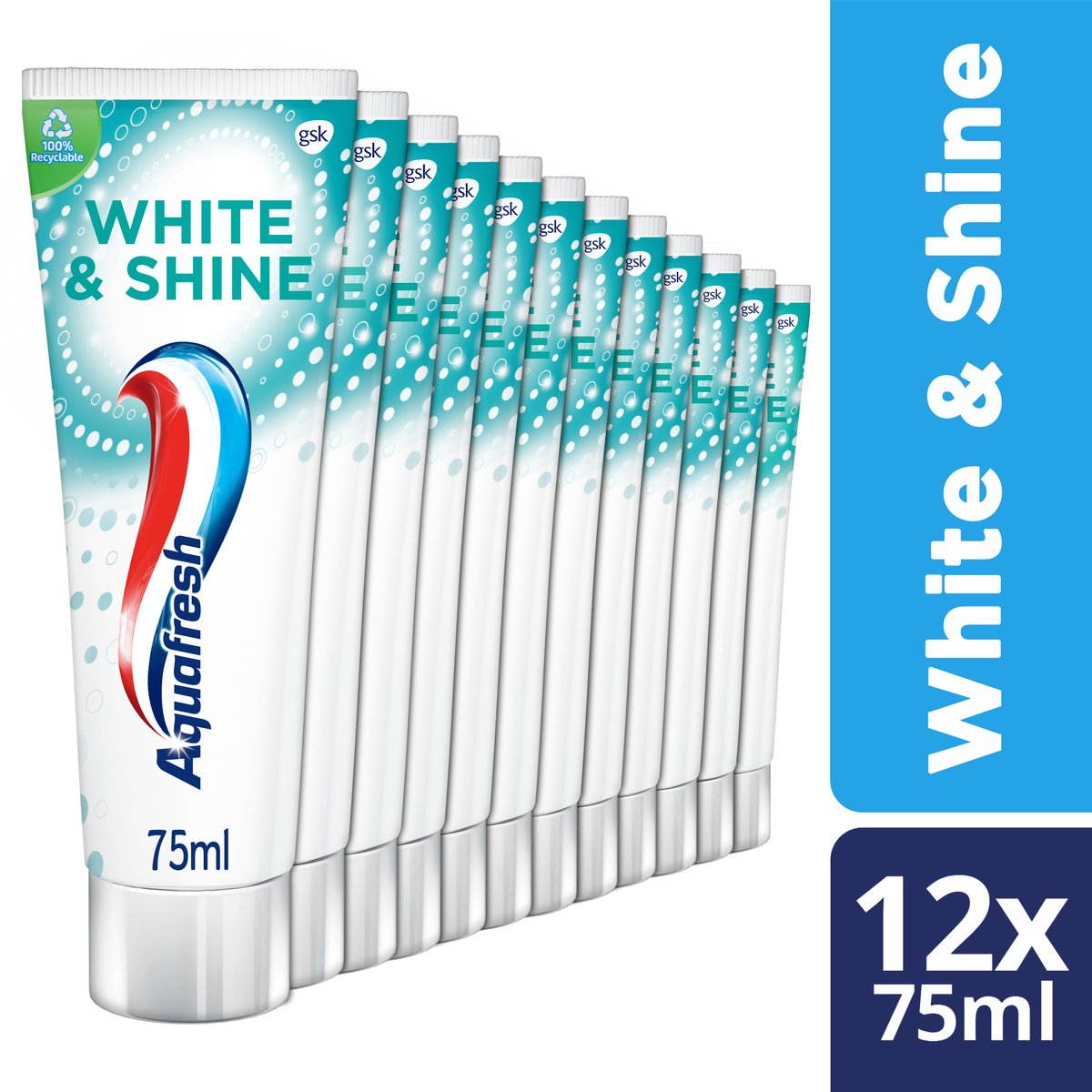 Aquafresh White & Shine - Tandpasta - voordeelverpakking - 12x75 ml